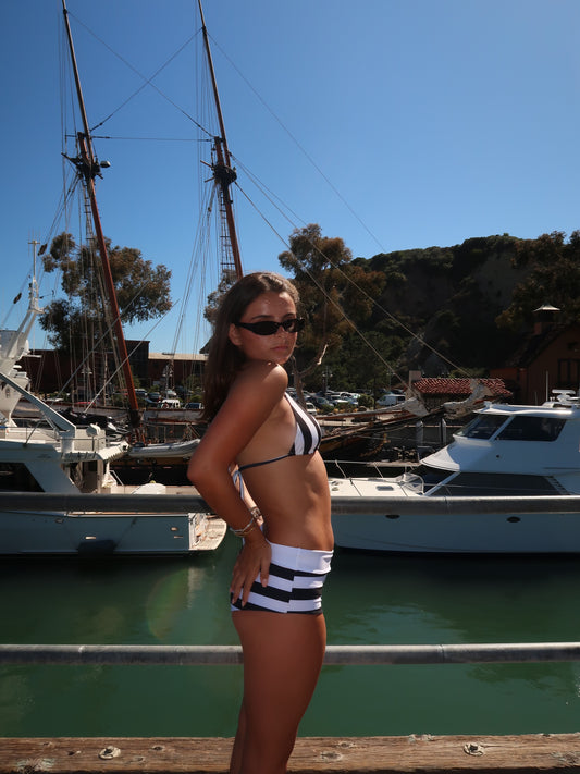 Lilly Bikini Shorts- B/W Stripes