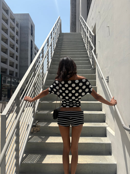 Florence Micro Shorts - B/W Stripes