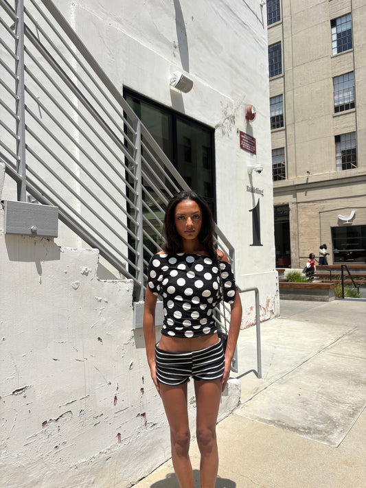 Florence Top - White Polka Dots