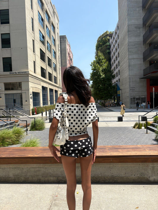 Florence Micro Shorts - B/W Polka Dots
