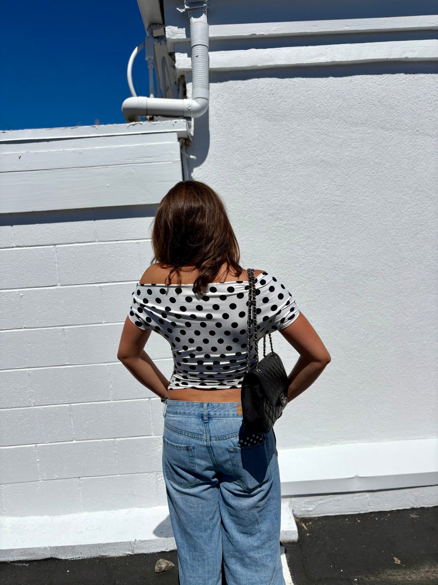 Florence top - B/W Polka Dots