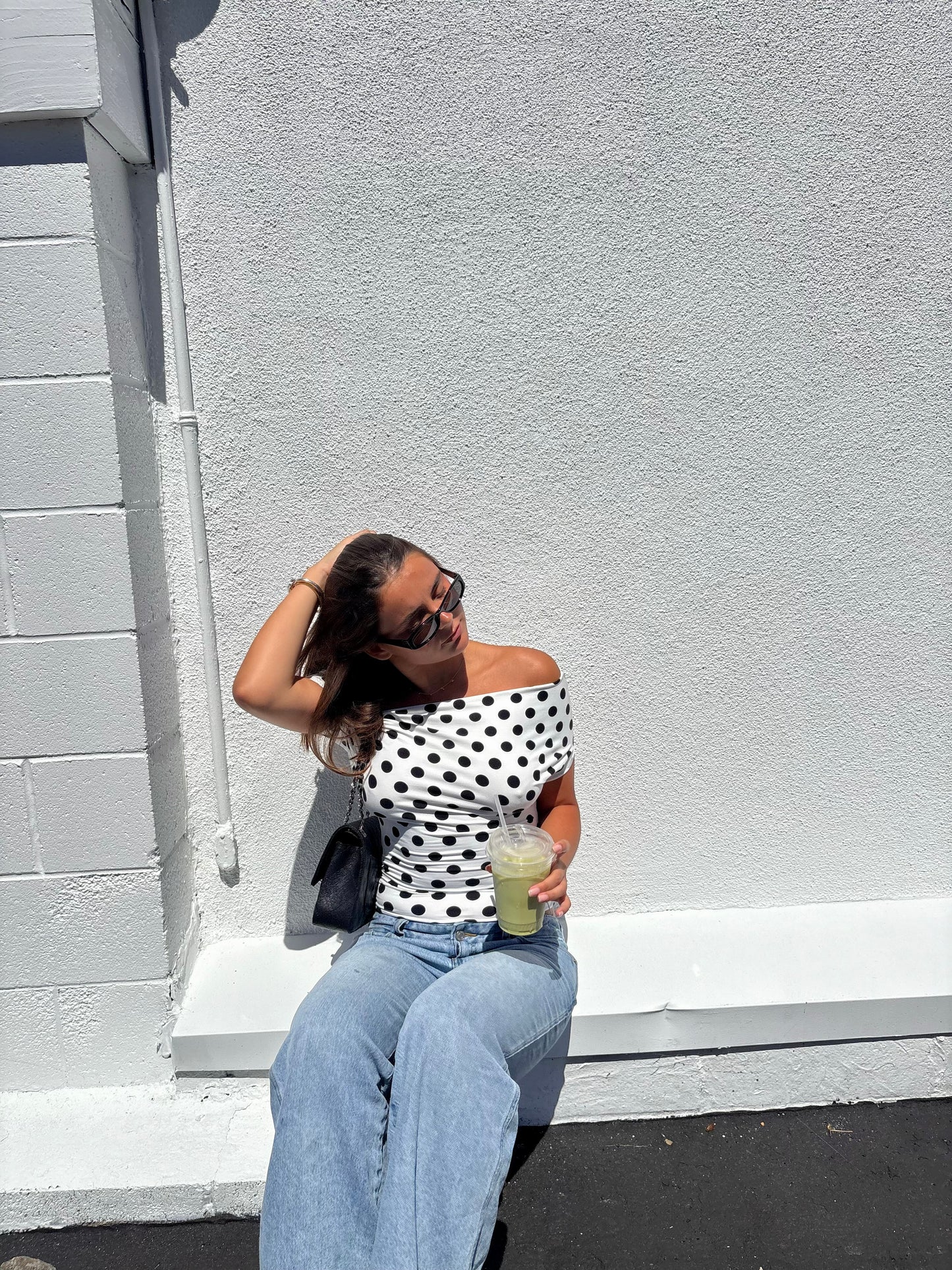 Florence top - B/W Polka Dots