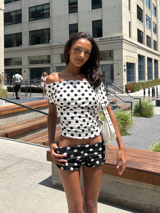 Florence Micro Shorts - B/W Polka Dots
