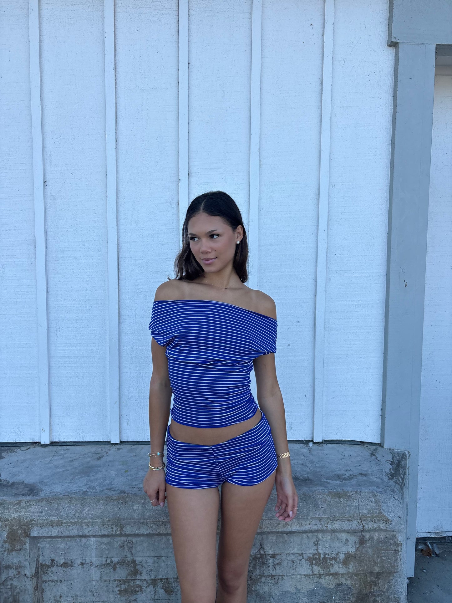 Florence Top - Blueberry Stripes